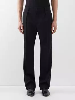 Брюки de poudre из шерсти с высокой посадкой и складками Saint Laurent, черный
