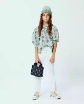 Брюки Демин для девочки расклешенного цвета Kids El Corte Ingls, кремово-белый