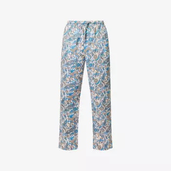 Брюки Derek Rose прямого кроя из хлопкового поплина с цветочным принтом, белый