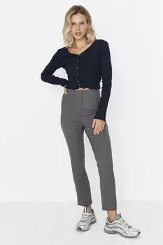 Брюки длиной до щиколотки Trendyol с узором, антрацитовый