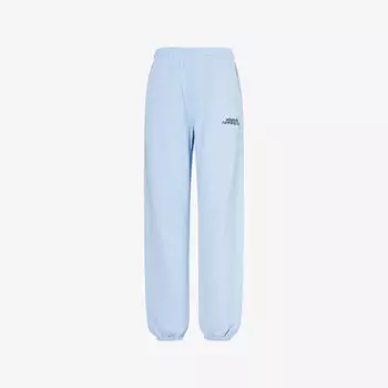 Брюки для бега Adanola из хлопкового джерси с принтом бренда, голубой