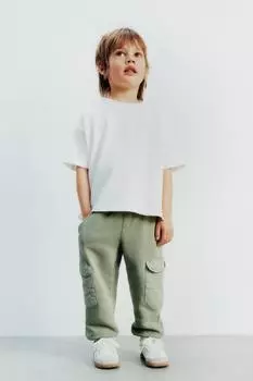 Брюки для бега карго ZARA, светло-зеленый