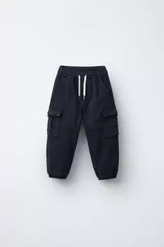 Брюки для бега карго ZARA, темно-синий