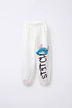 Брюки для бега трусцой lilo & stitch disney ZARA, устрично-белый