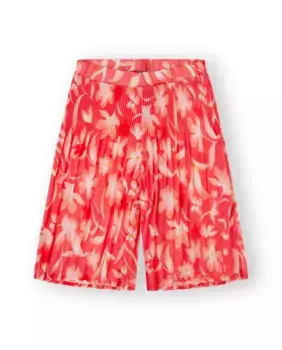 Брюки для девочек плиссированные кораллового цвета с принтом Canada House, коралловый