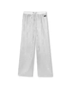 Брюки для девочек с эластичным поясом и кулиской DKNY, серебряный