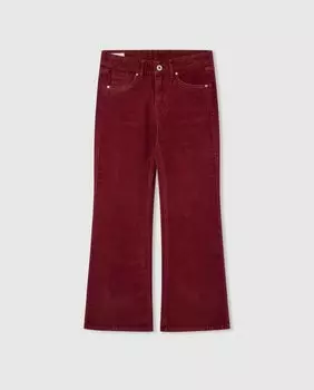 Брюки для девочки из вельветовой ткани с расклешенными штанинами Pepe Jeans, красный