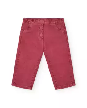 Брюки для девочки красного цвета с пуговицами и регулируемой талией Tuc tuc, красный