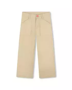 Брюки для девочки однотонные, натурального цвета Kenzo Kids