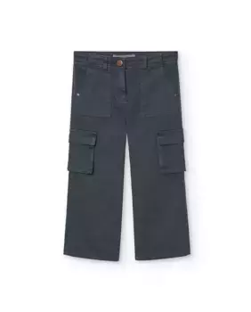 Брюки для девочки с карманами-карго и петлями на талии Boboli, серый