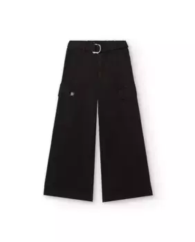 Брюки для девочки с карманами-карго и поясом Tuc tuc, черный