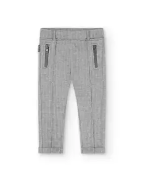 Брюки для девочки с карманами на молнии и эластичным поясом Boboli, светло-серый