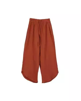 Брюки для девочки терракотового цвета с асимметричным подолом Mishti, оранжевый