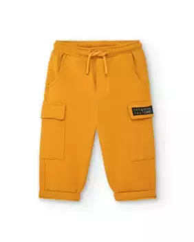 Брюки для мальчика горчичного цвета с карманами-карго Tuc tuc