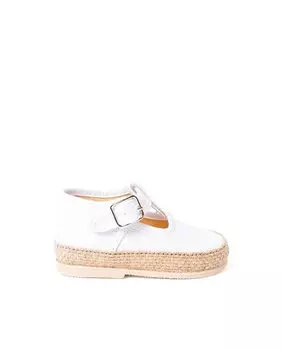 Брюки для мальчика из льна и джута с пряжкой Pisamonas, белый