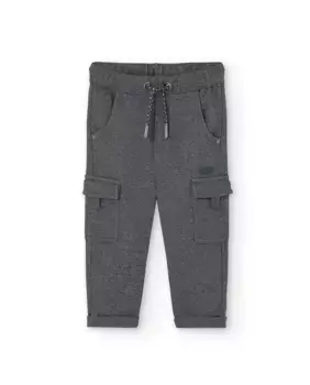 Брюки для мальчика с накладными карманами и кулиской Boboli, серый