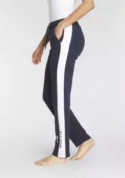 Брюки для отдыха H.I.S с белыми полосками по бокам и логотипом, костюм для отдыха, цвет морской волны