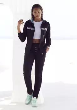 Брюки для отдыха KangaROOS, с декоративными пуговицами, костюм для отдыха, черный