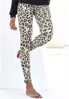 Брюки для сна LASCANA, мягкие, эластичные, цвет Ecru-Nougat-Schwarz