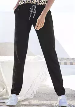 Брюки для сна LASCANA, мягкого качества, черный