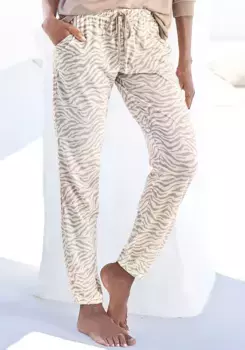 Брюки для сна LASCANA, мягкого качества, цвет Ecru-Nougat