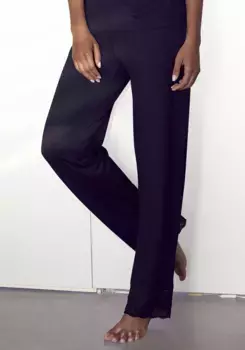 Брюки для сна LASCANA с элегантными кружевными деталями, черный