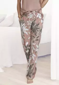 Брюки для сна LASCANA с цветочным принтом, розовый