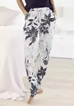 Брюки для сна LASCANA с цветочным принтом, цвет Ecru-Allover-Geblmt