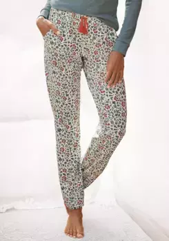 Брюки для сна LASCANA с цветочным принтом по всей поверхности, цвет Ecru