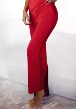 Брюки для сна LASCANA, с кружевными вставками, красный