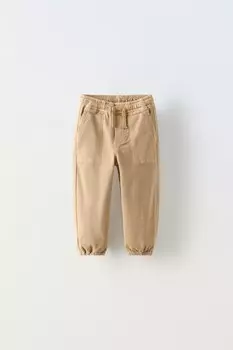 Брюки для спорта из эластичной ткани ZARA, цвет dark camel