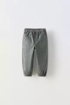 Брюки для спорта из эластичной ткани ZARA, синий/серый