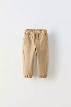 Брюки для спорта из эластичной ткани ZARA, бежевый