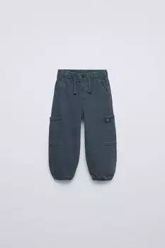 Брюки для спорта из твила карго ZARA, синий