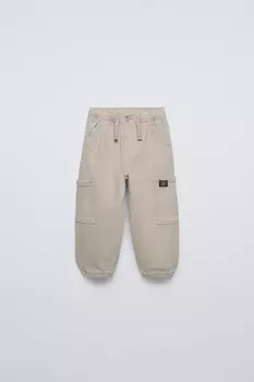 Брюки для спорта из твила карго ZARA, цвет ice