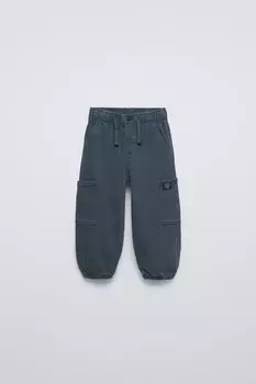 Брюки для спорта из твила карго ZARA, синий