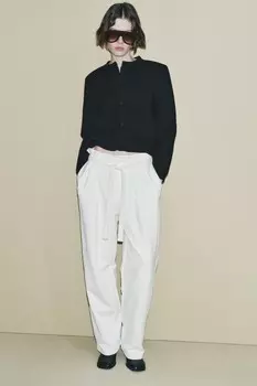 Брюки для спорта с поясом ZARA, устрично-белый