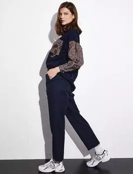 Брюки до щиколотки на молнии с эластичной резинкой на талии, темно-синие Kayra