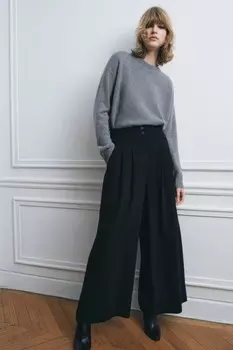 Брюки до щилоток с вышивками ZARA, черный