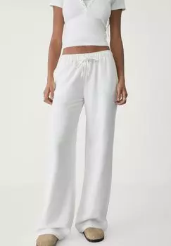 Брюки DRAWSTRING Stradivarius, белый