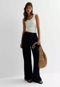 Брюки Drawstring Waist Wide Leg New Look, темно-синие