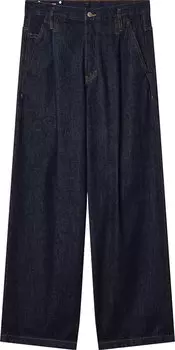 Брюки Dries Van Noten Deep Pleat Hight Waisted Denim 'Indigo', синий