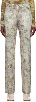 Брюки Dries Van Noten фиолетового и синего цвета с цветочным принтом