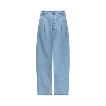Брюки Dries Van Noten High Waisted Denim Pleated Pants, светло-синий