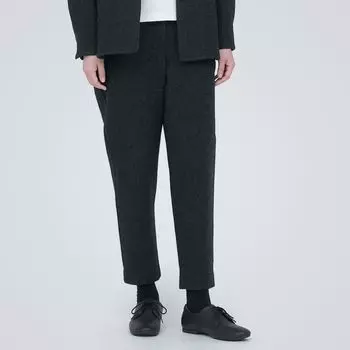 Брюки двойного переплетения из переработанной шерсти MUJI, угольно-серый