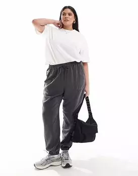 Брюки-джоггеры ASOS DESIGN Curve стираные, черного цвета