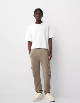 Брюки-Джоггеры cargo Bershka, коричневый