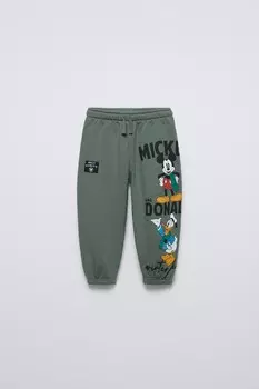 Брюки-джоггеры disney «микки маус и друзья» ZARA, темно-зеленый
