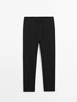 Брюки-Джоггеры из хлопка Massimo Dutti, черный