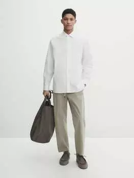 Брюки-джоггеры из поплина Massimo Dutti, зеленый
